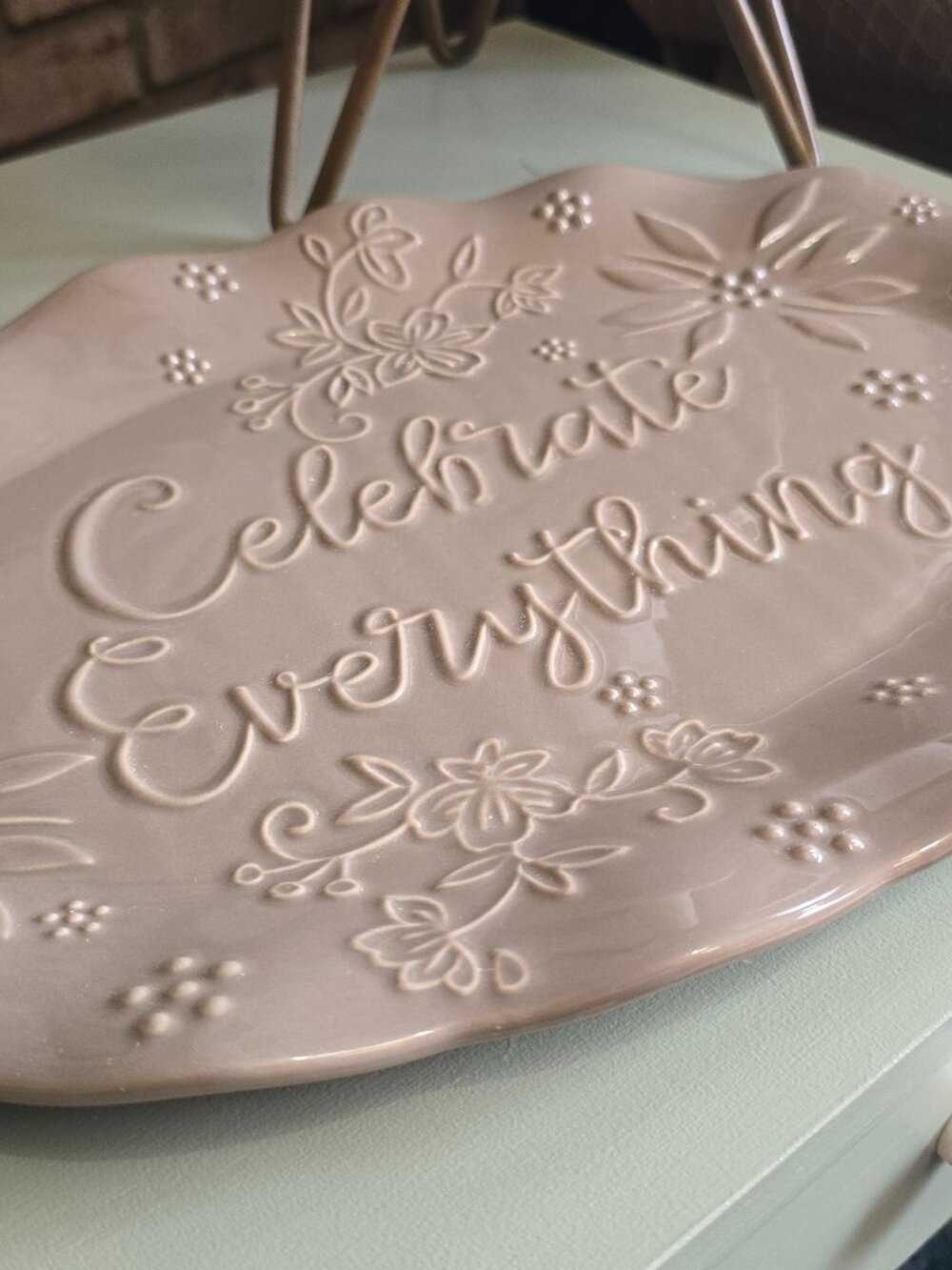 Celebrate Everything Ceramic Serving Platter - Neutral Farmhouse Decor